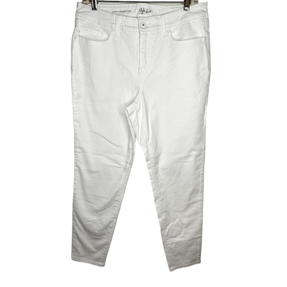 Style & Co. Curvy Skinny Leg White Jeans